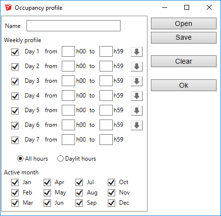 Occupancy dialog