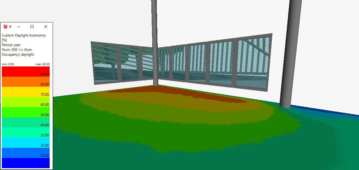 DL-Light extension daylight autonomy DA Sketchup result imported - automatic palette