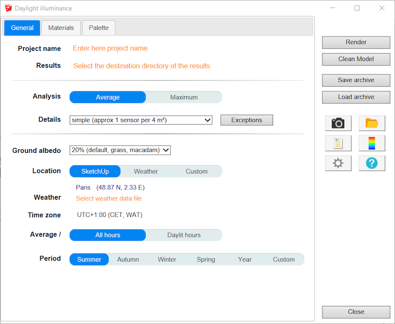 DL-Light extension Lux General tab