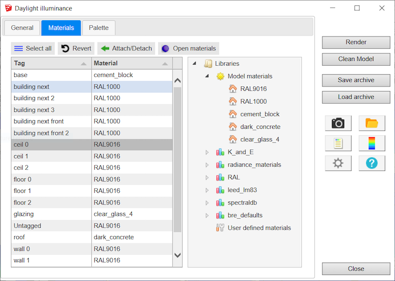 DL-Light extension Lux Materials tab