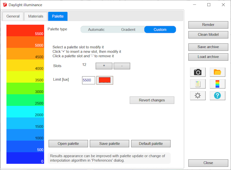 DL-Light extension Lux palette tab