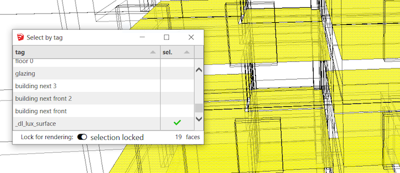 DL-Light extension Lux Sketchup selection