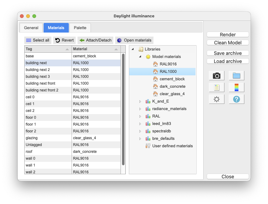 DL-Light extension Lux Materials tab