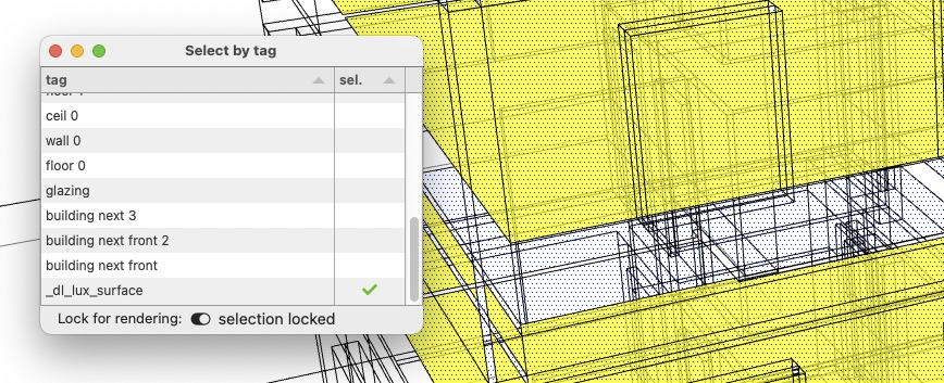 DL-Light extension Lux Sketchup selection