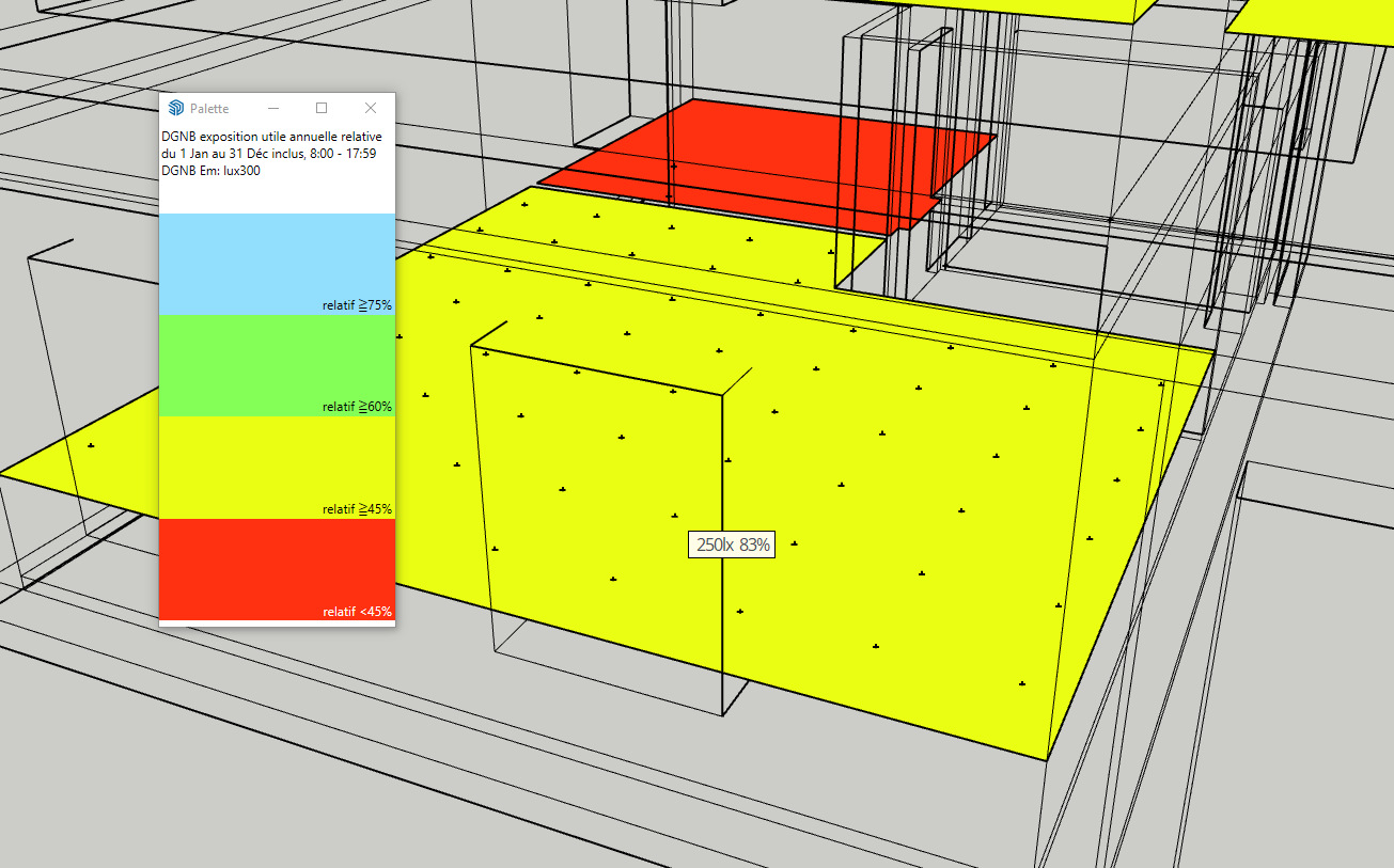 DL-Light extension daylight autonomy DA autonomie lumineuse Show values